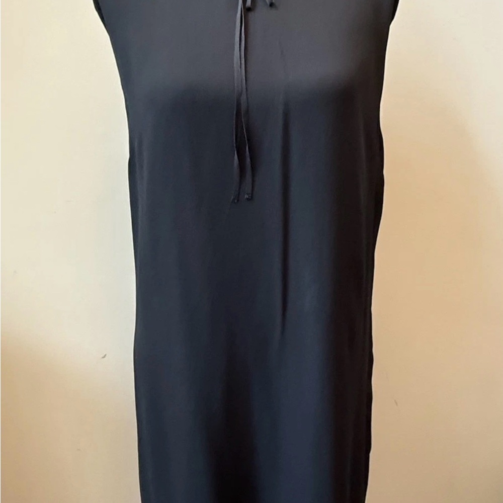 GUCCI Black 100% Silk Bow Tie Flounce Dress 42 Made In Italy